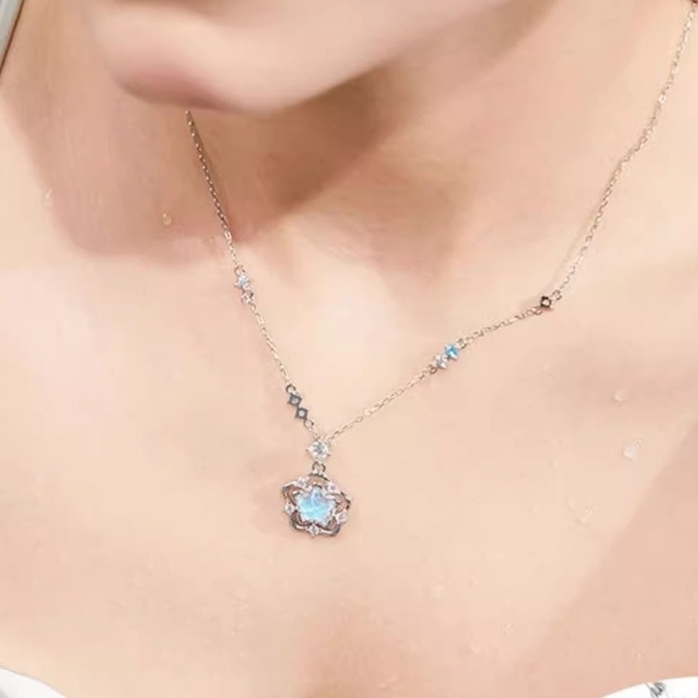 S925 純銀項鍊 女生項鍊 星星項鍊 鋯石項鍊 水晶項鍊 657