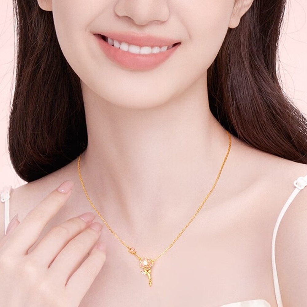 純銀項鍊 玫瑰項鍊 女生項鍊 鋯石項鍊 吊墜項鍊 情人節禮物 655