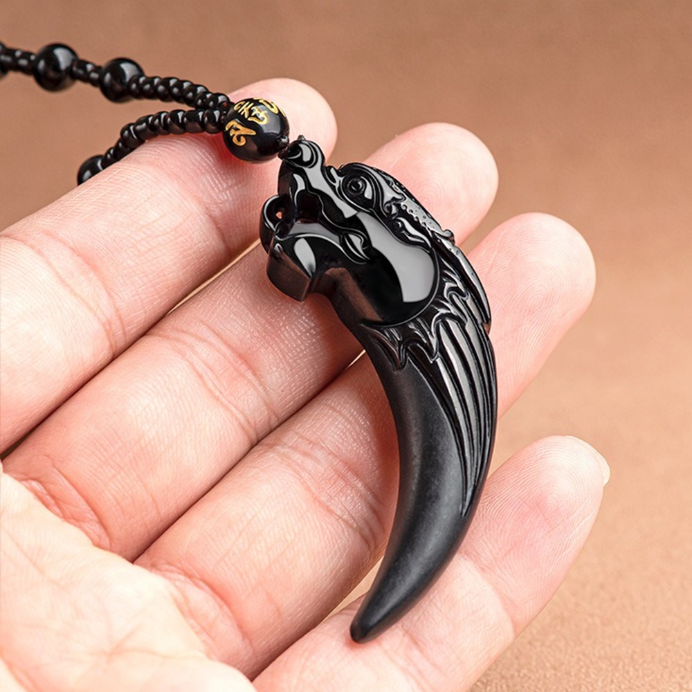 龍牙吊墜 天然翡翠 墨玉項鍊 生肖龍 玉石掛墜 飾品 男生項鍊 652