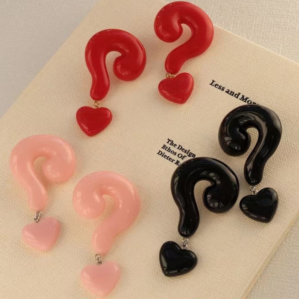 飾品 耳環 耳環女 垂墜 問號耳環 大耳環 安可拉紅 港風 歐美風 622