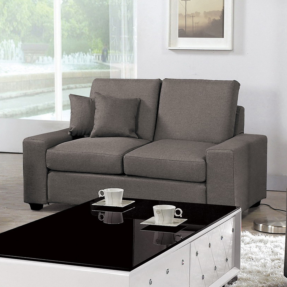 布拉格灰色布雙人座(附抱枕)