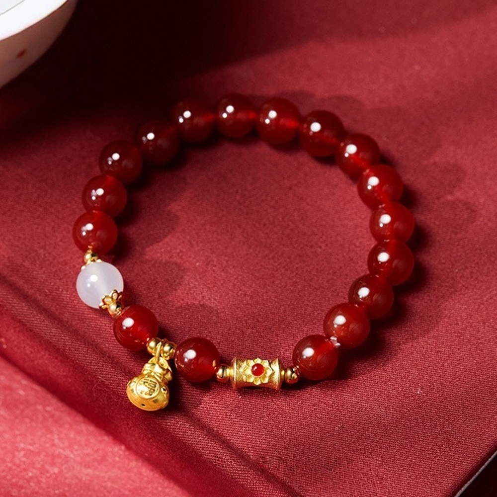 手鍊 飾品 純銀 足銀999 福袋 紅瑪瑙手鍊 串珠手鍊 本命年 612