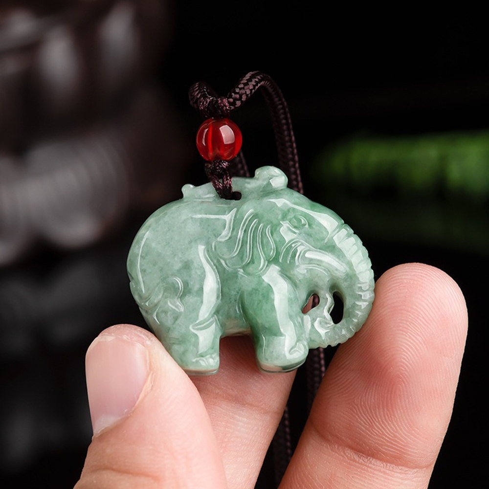 翡翠 項鍊 小象墜飾  玉石 吊墜 飾品 玉項鍊 吉祥物 609