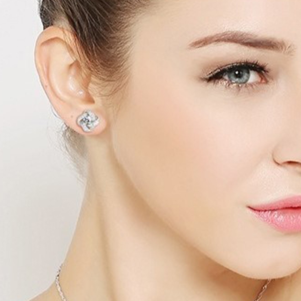 耳環 耳釘 S925純銀 四葉草 六爪雪花旋轉 飾品女 耳飾 601