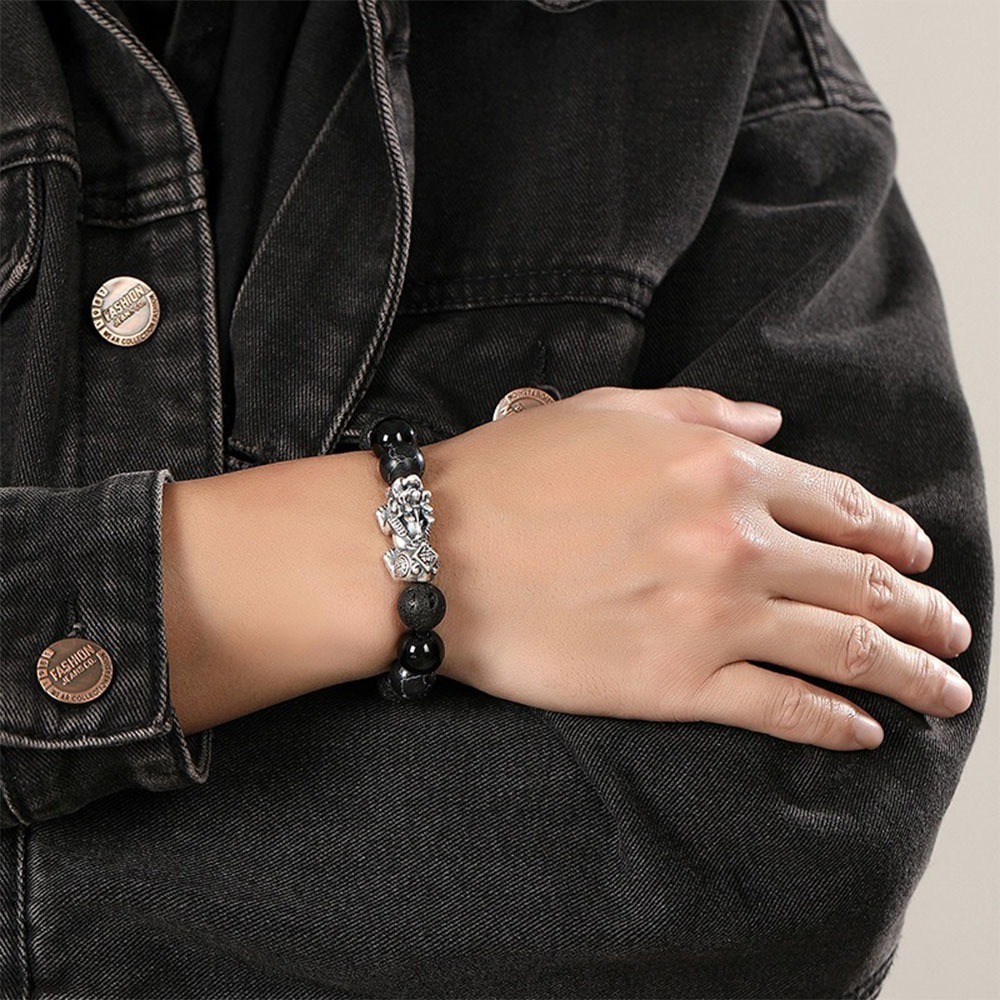 手鍊 手串 男生手鍊 黑曜石 貔貅手鍊 招財納福 復古手鍊 595