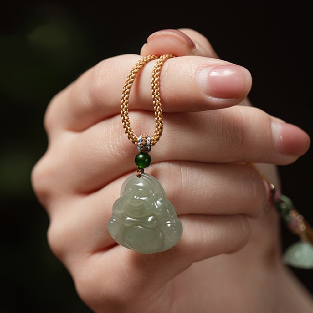 項鍊 飾品 和田玉 彌勒佛吊墜 招財納福 保平安 辟邪解厄 590