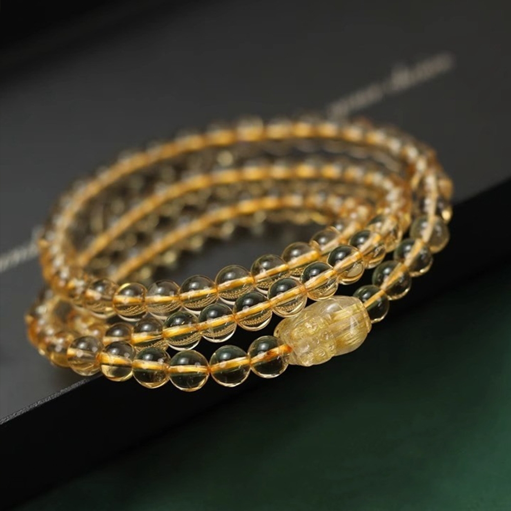 三圈手鍊 貔貅手鍊 天然黃水晶 串珠手鍊 手鍊女 轉運 飾品 583