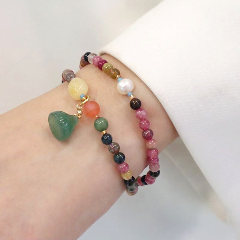 飾品 手串 手鍊 碧璽 蓮蓬 吊墜 吊墜手串 串珠手鍊 雙圈手鍊 582