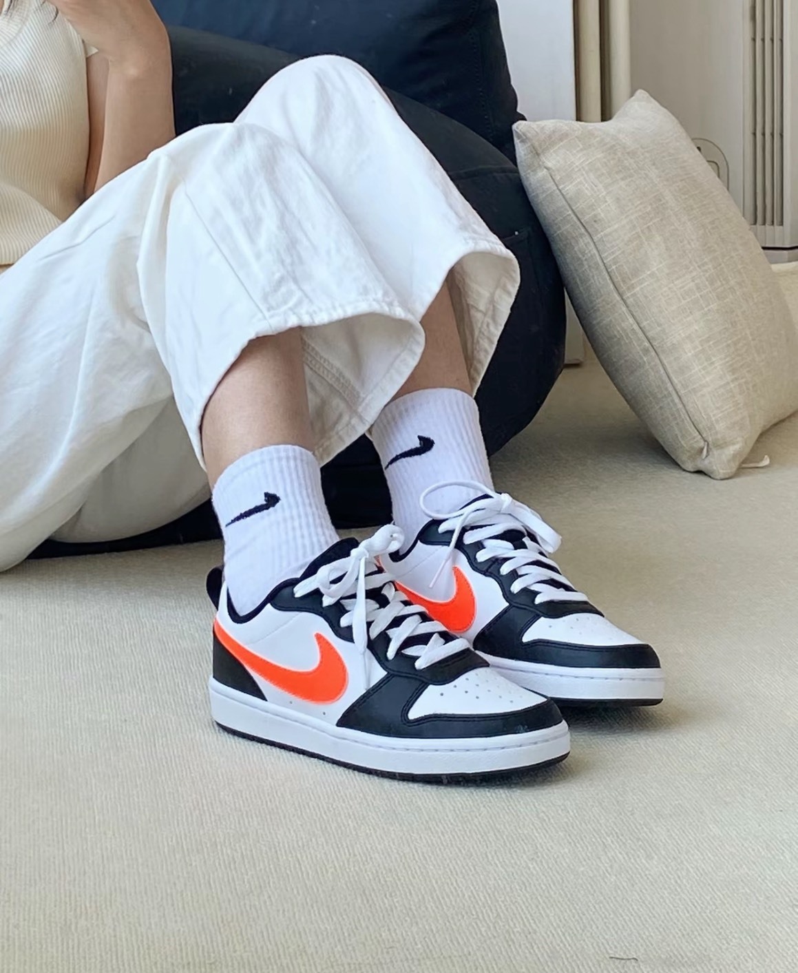 NIKE COURT BOROUGH 2 黑橘色 大童鞋 BQ5448-115