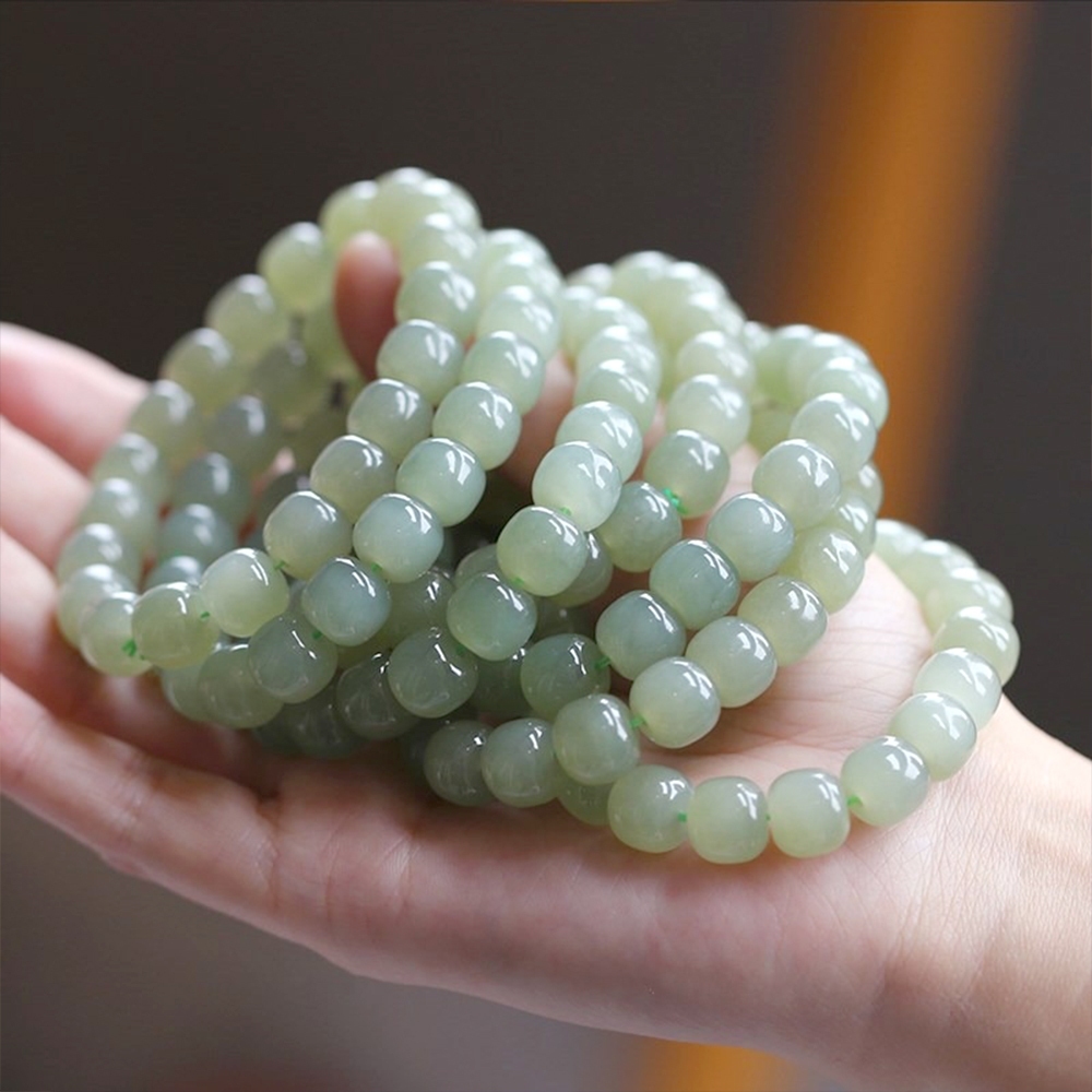 串珠手鍊 飾品 和田玉 老型珠 雞油黃老蜜蠟 手鍊女 單圈 576