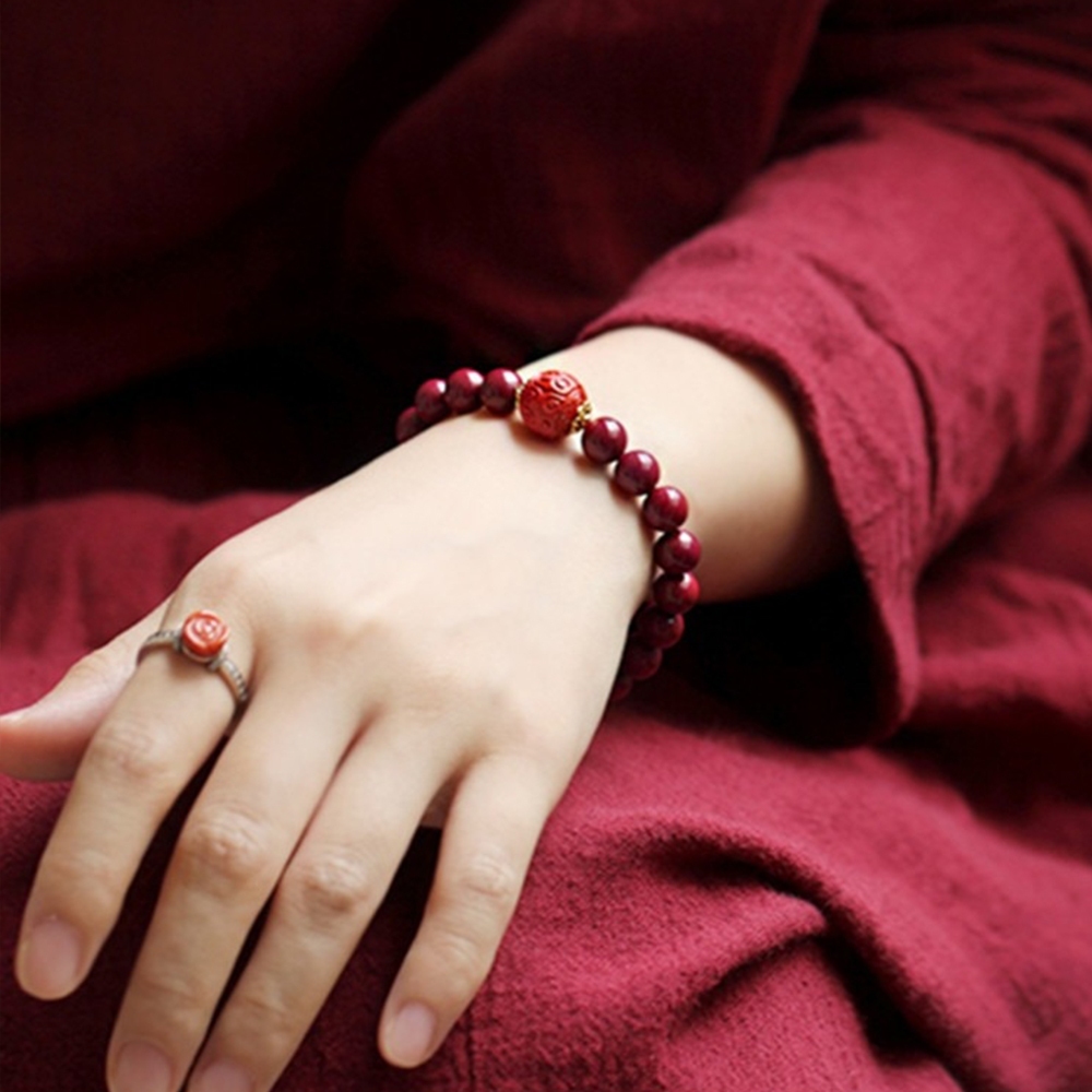 飾品 手鍊 朱砂手鍊 蜜蠟 串珠 手串 新中式 單圈手鍊 575