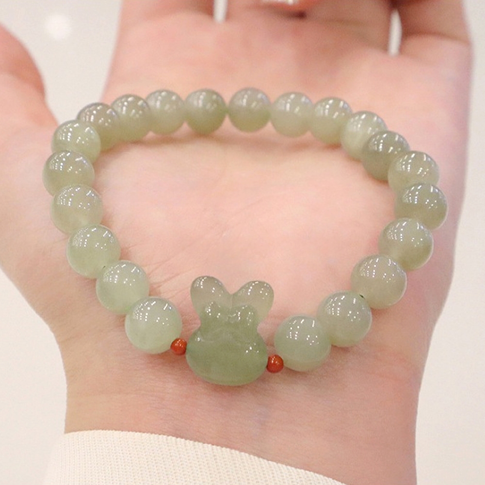 手鍊 8mm 兔子 和田玉 串珠手鍊 飾品 女生飾品 玉手鍊 574