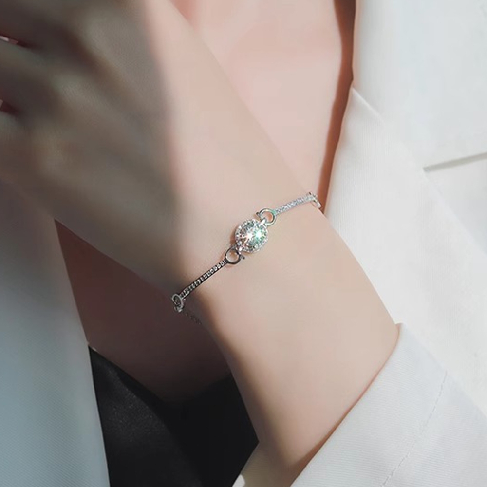 飾品 手鐲 手鍊 女生手鐲 純銀手鍊 莫桑鑽手鐲 莫桑石手飾 圓包手鐲 一克拉手鍊 726