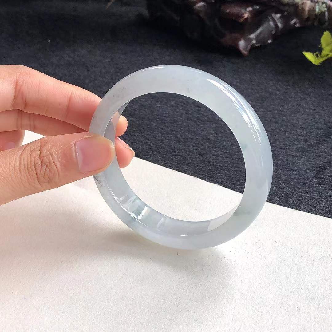 9252646 52mm冰糯種飄烏雞正圈手鐲 (50-52)