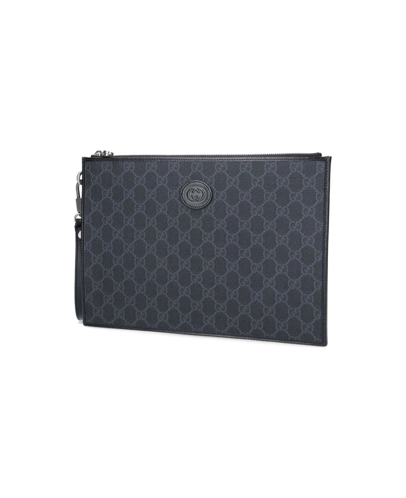 [E] GUCCI BLACK GG SUPREME POUCH, 67295392TCN-1000 (EGC160)