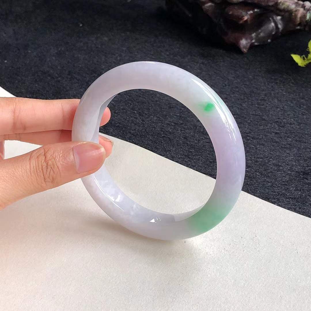 9252648 57mm冰糯種春彩翡翠正圈手鐲 (56-58)