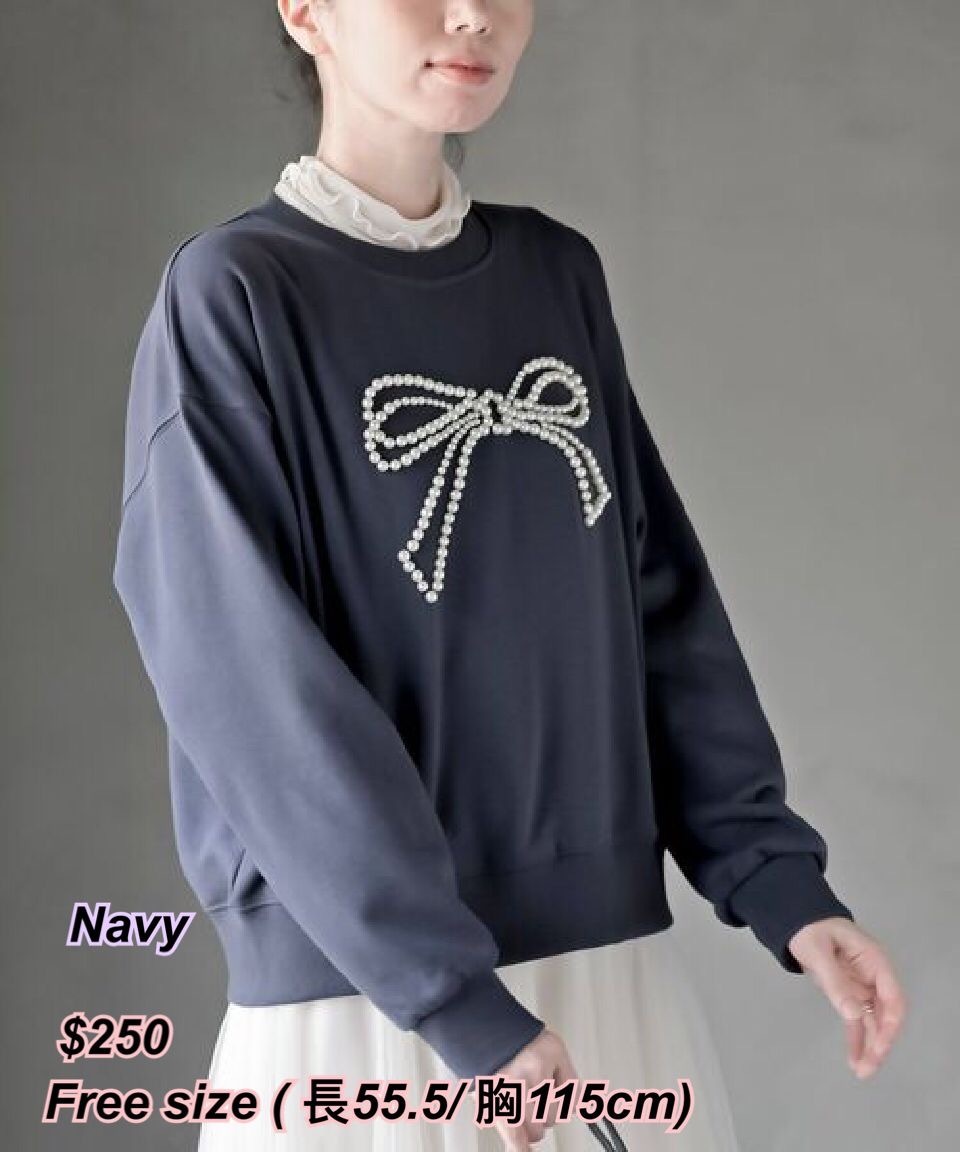 3/10 日系女裝 蝴蝶珍珠衞衣/兩色