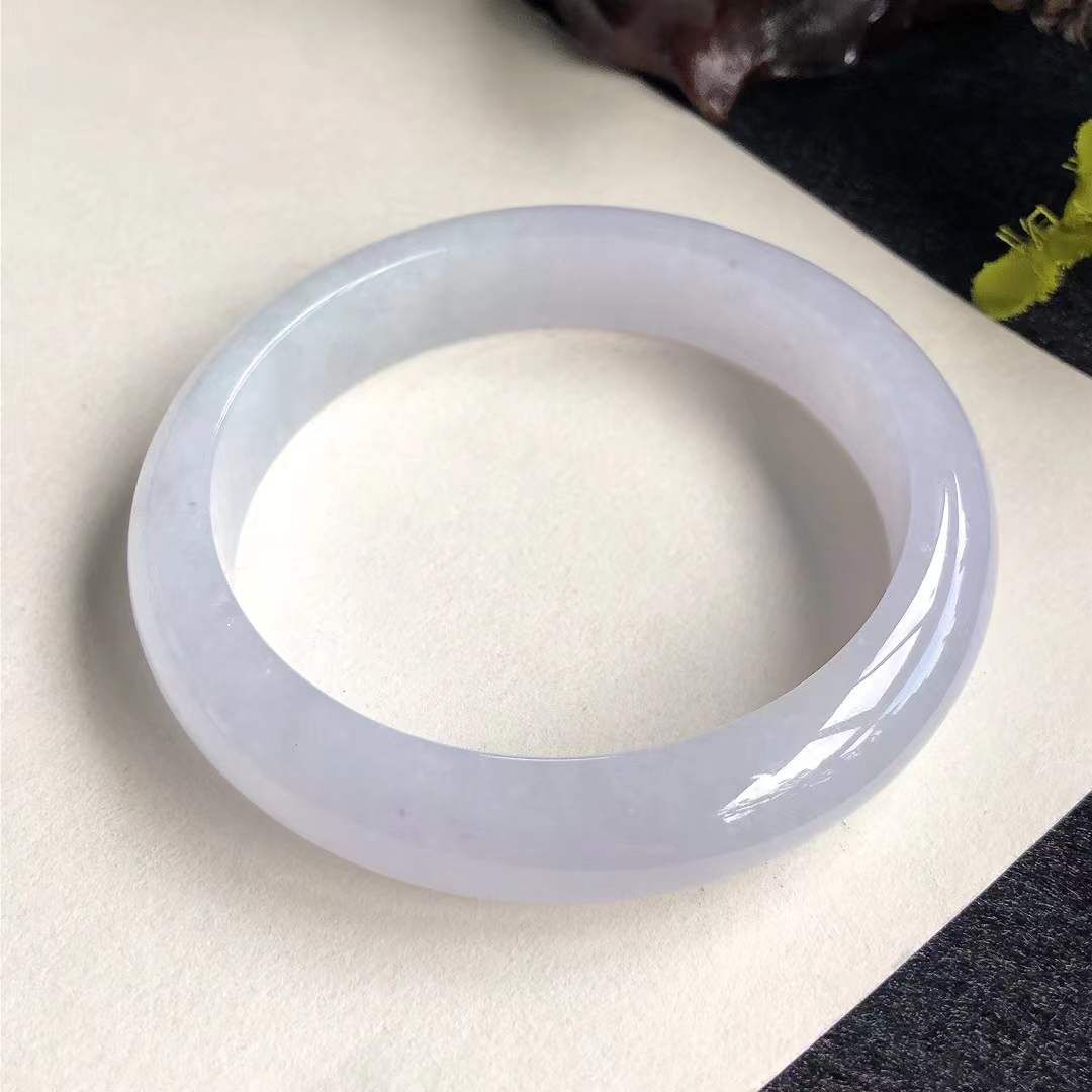 9252649 57.8mm冰糯種淡紫翡翠正圈手鐲 (52-54)