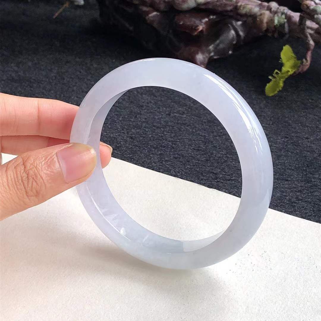 9252649 57.8mm冰糯種淡紫翡翠正圈手鐲 (52-54)