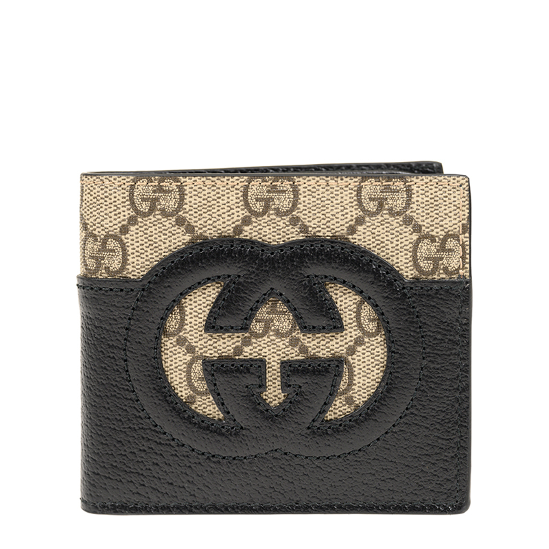 [E] GUCCI BLACK INTERLOCKING CUT-OUT G WALLET, 701420K9GSG-9769 (EGC168)