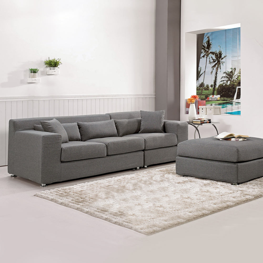 布拉格L型布沙發椅組合(送抱枕)