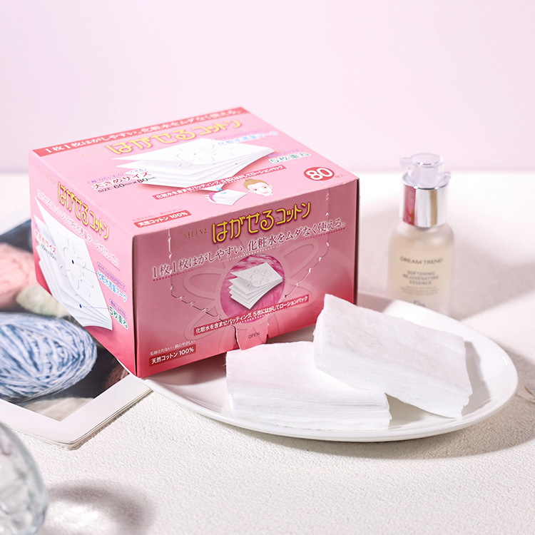 日本 SELENA丸三 COTTON-LABO 五層可撕型淨顏化妝棉 80入【AQ060】