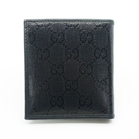 [E] GUCCI BLACK GG CRYSTAL BI FOLD WALLET, 760320FACHH-1000 (EGC172)