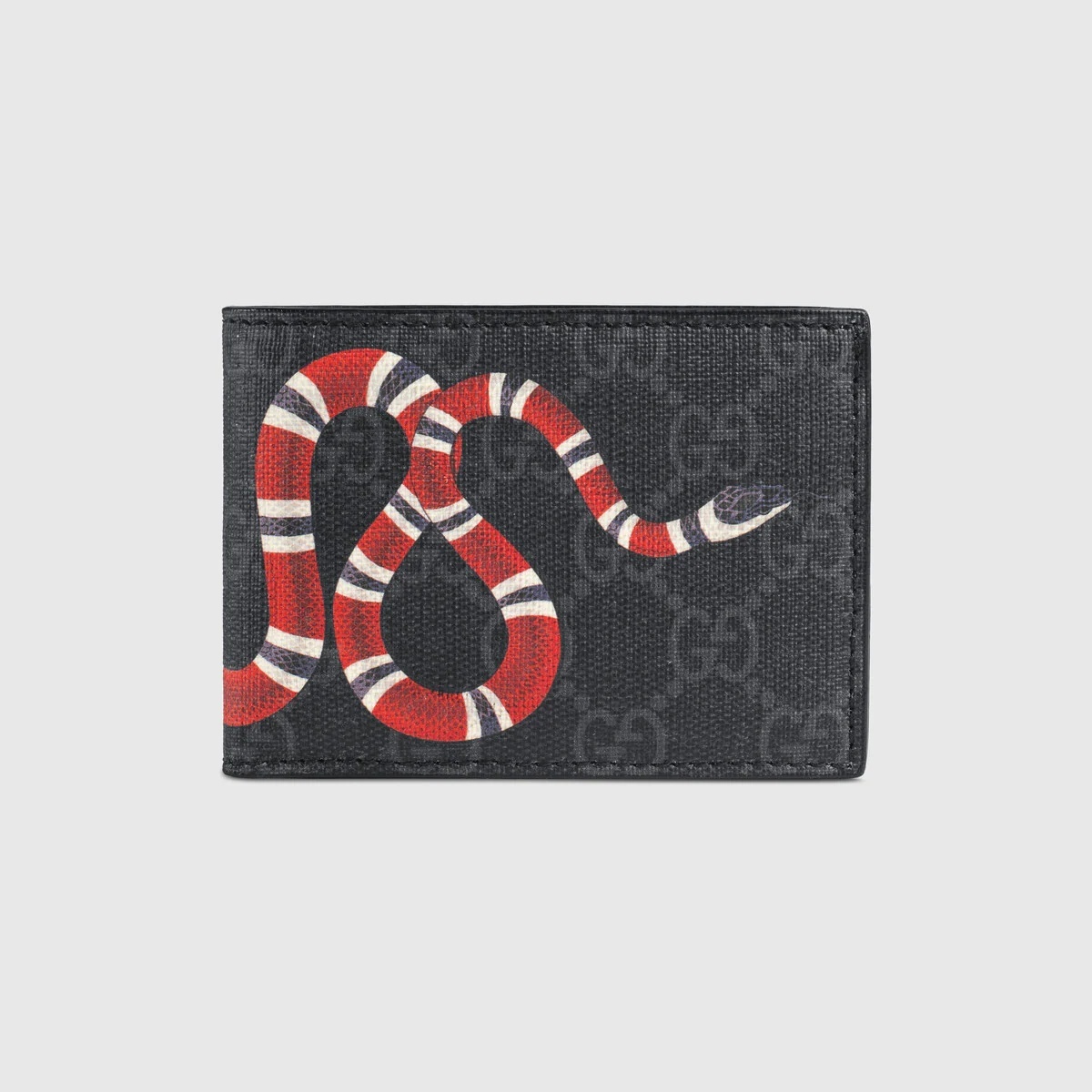 [E] GUCCI BLACK/GREY KINGSNAKE PRINT GG SUPREME WALLET, 451272K561N-1058 (EGC174)