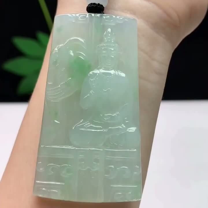 翡翠飄綠普賢菩薩,天然翡翠A玉, 緬甸玉, Jade, Jadeite