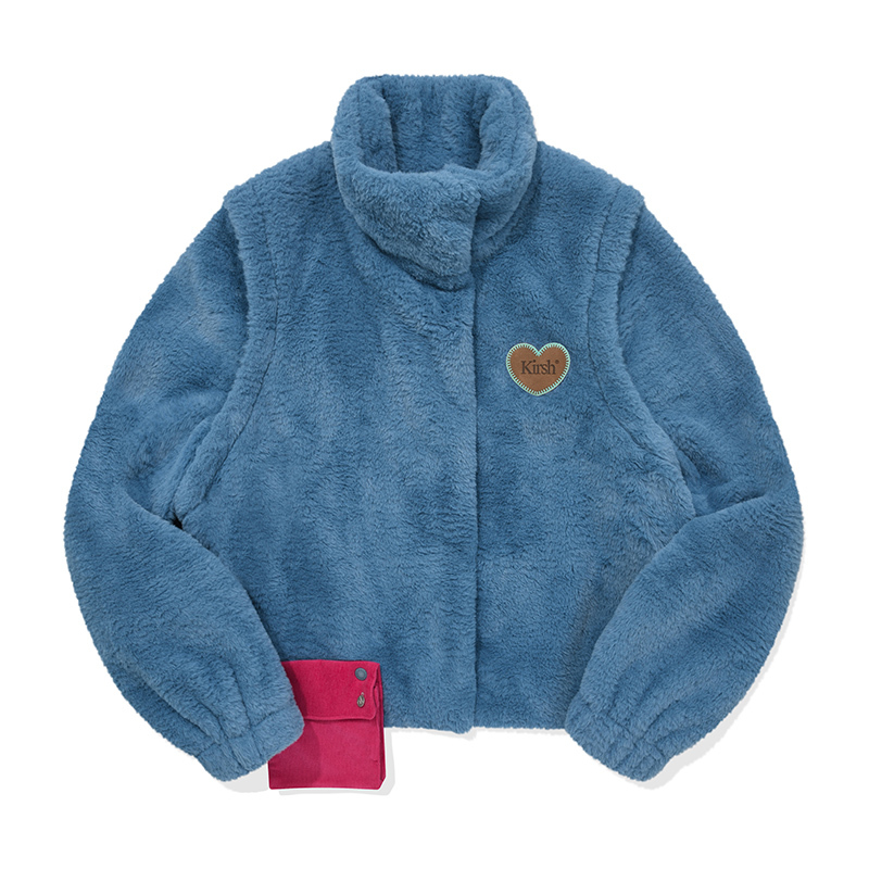 (現貨) kirsh - Pocket Point Two-Way Crop Fur Jacket (Blue)