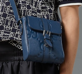 [E] GUCCI BLUE JUMBO GG SMALL MESSENGER BAG, 760235AABY0-4236 (EGC177)