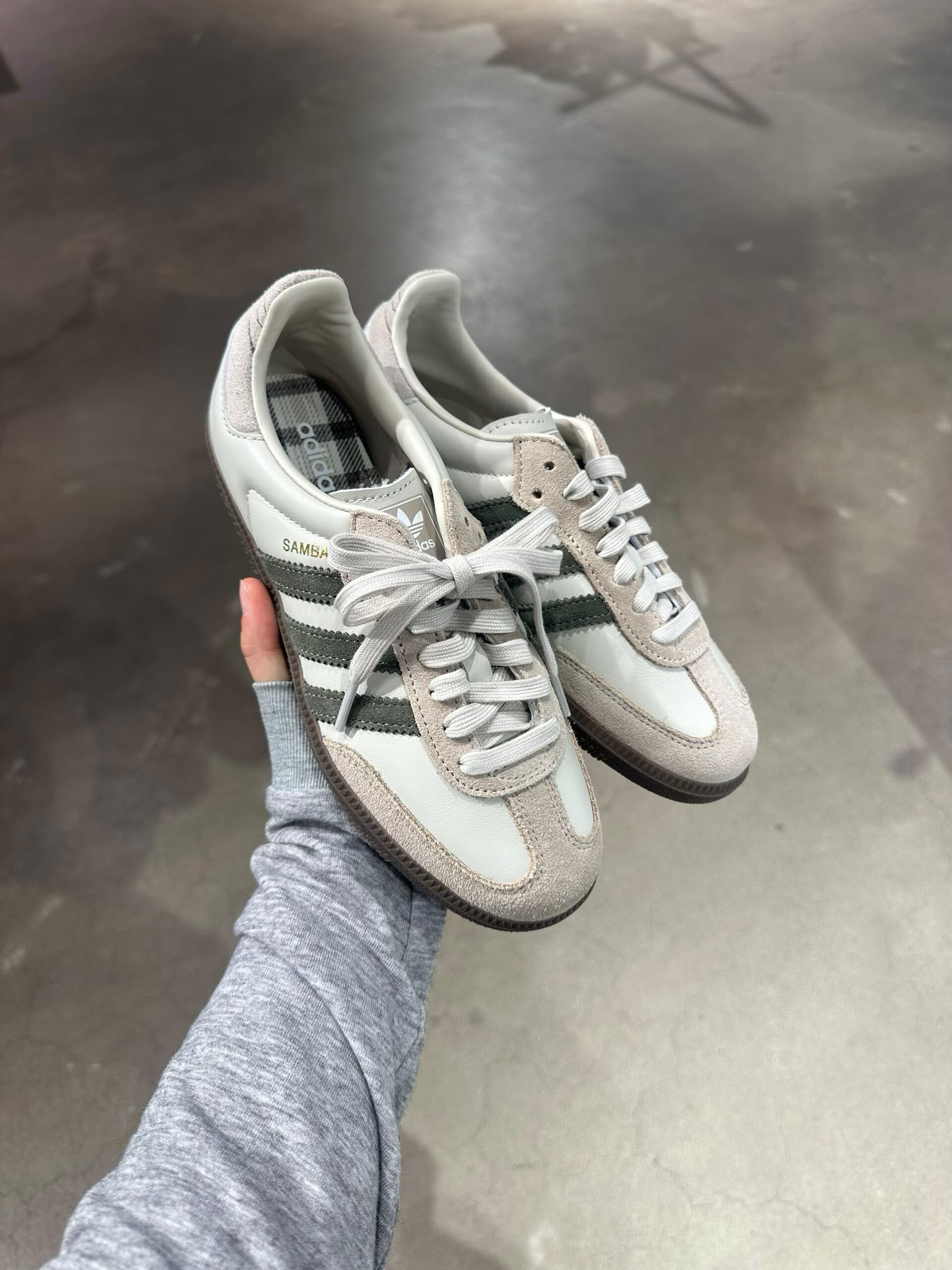 Adidas Originals Samba OG 抹茶格紋 白灰 米灰色 米棕色 格紋 焦糖底 復古 德訓鞋 T頭鞋 JR0893/預購