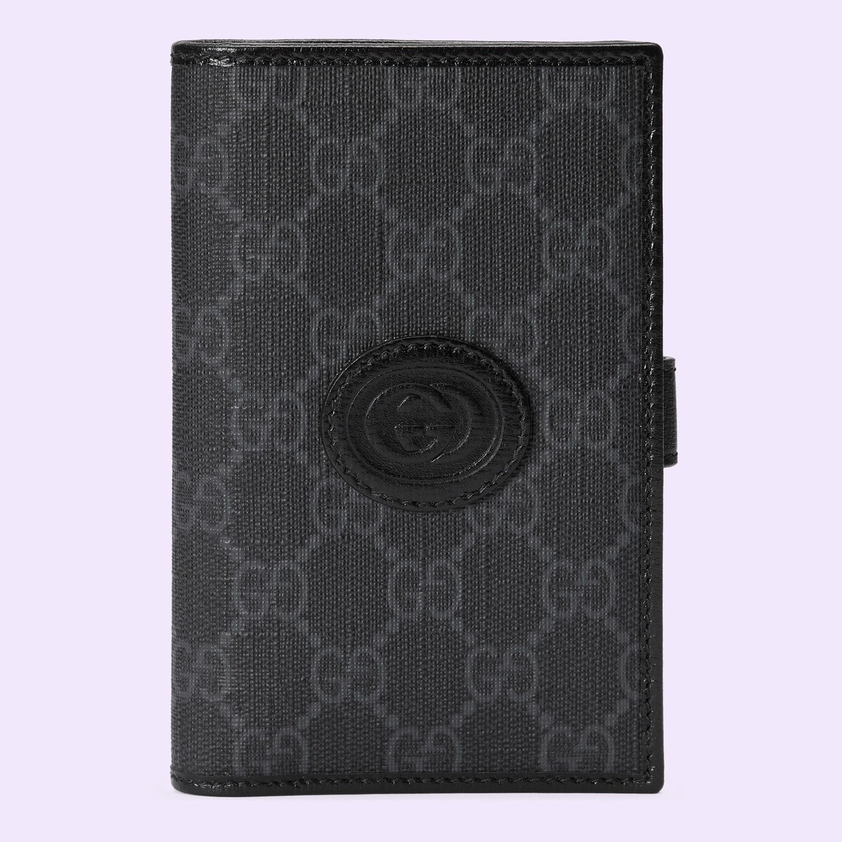 [E] GUCCI BLACK GG PASSPORT CASE WITH INTERLOCKING G, 72456292TCF-1000 (EGC184)
