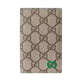 [E] GUCCI BEIGE/GREEN GG DETAIL LONG CARD CASE, 768249FACQC-9753 (EGC178)