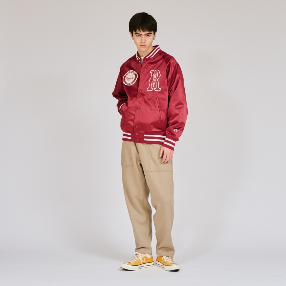 男款-CASUAL 布章刺繡棒球外套-深紅色（C3-C610-970）