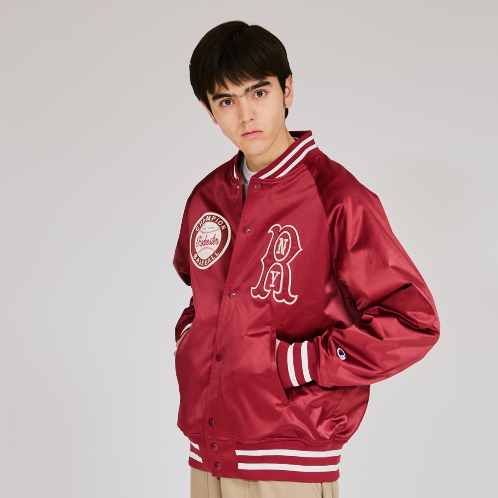 男款-CASUAL 布章刺繡棒球外套-深紅色（C3-C610-970）