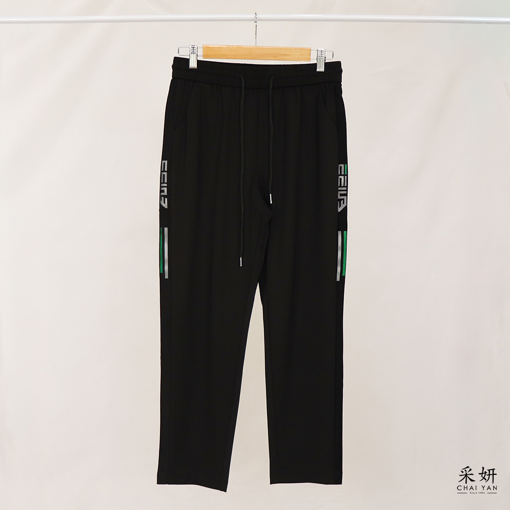 字母印花休閒鬆緊腰運動窄管長褲