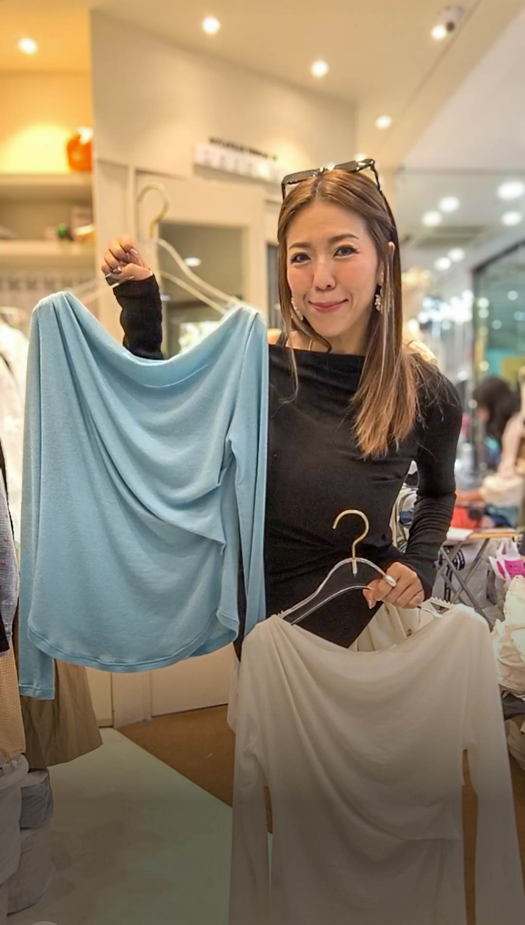 🥰K2177  ▶️斜肩長袖上衣 👉B:cm L:cm👈