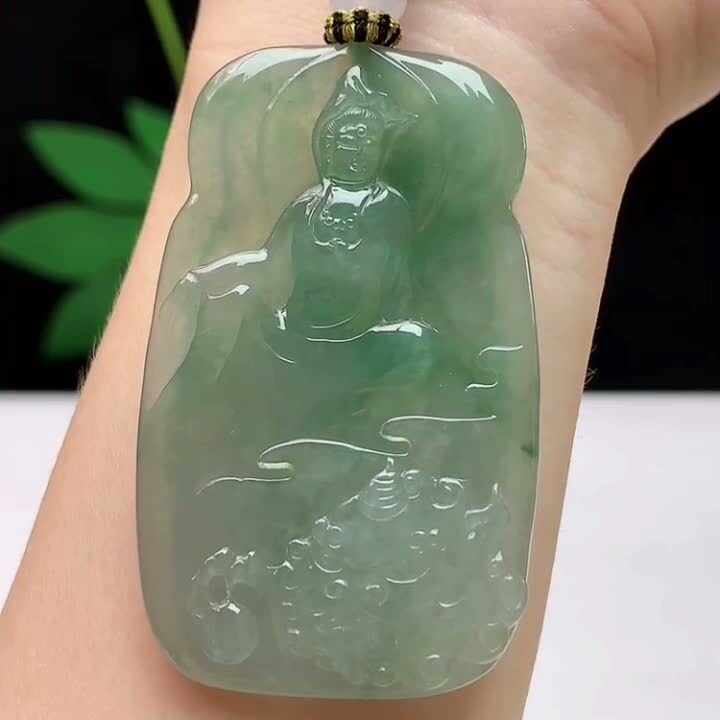 翡翠冰種飄花自在觀音,天然翡翠A玉, 緬甸玉, Jade, Jadeite