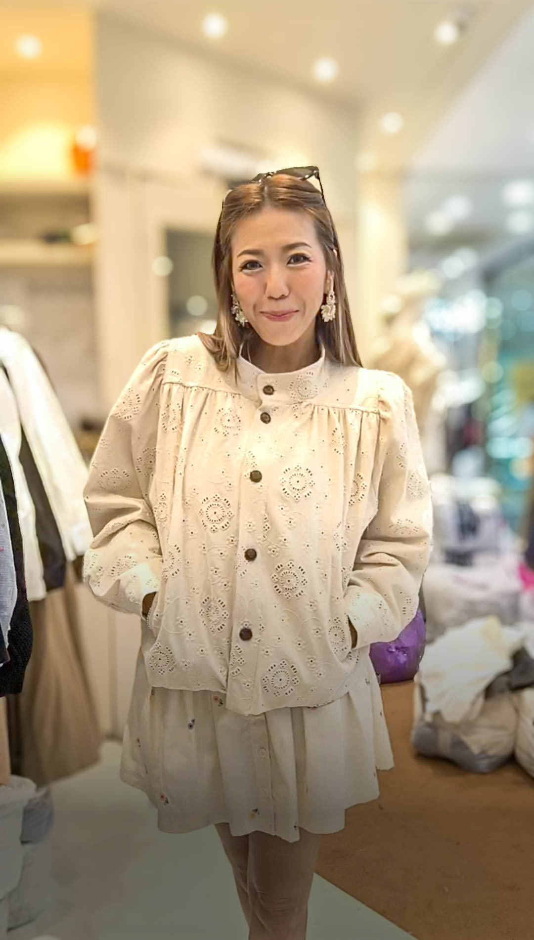 🥰K2172  ▶️立領鏤空蕾絲 排扣外套 👉B:140cm L:54cm