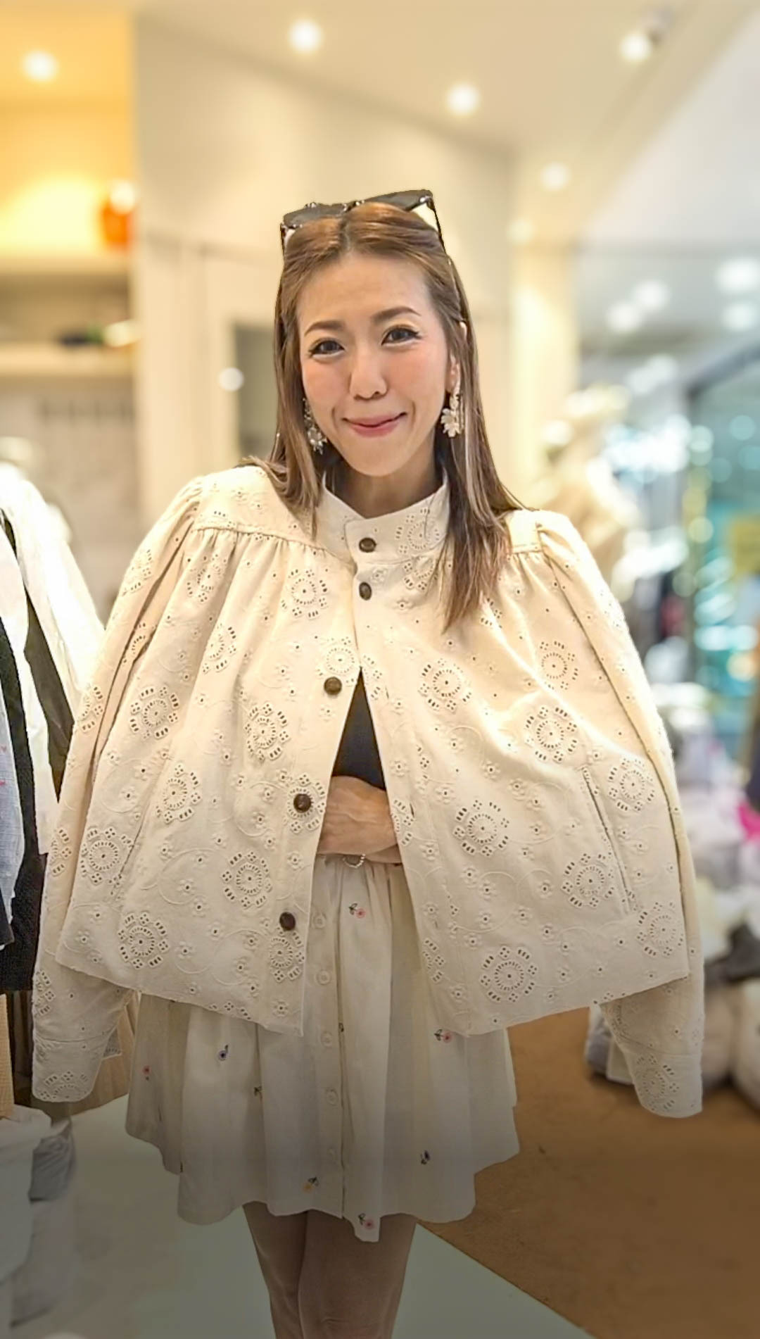 🥰K2172  ▶️立領鏤空蕾絲 排扣外套 👉B:140cm L:54cm