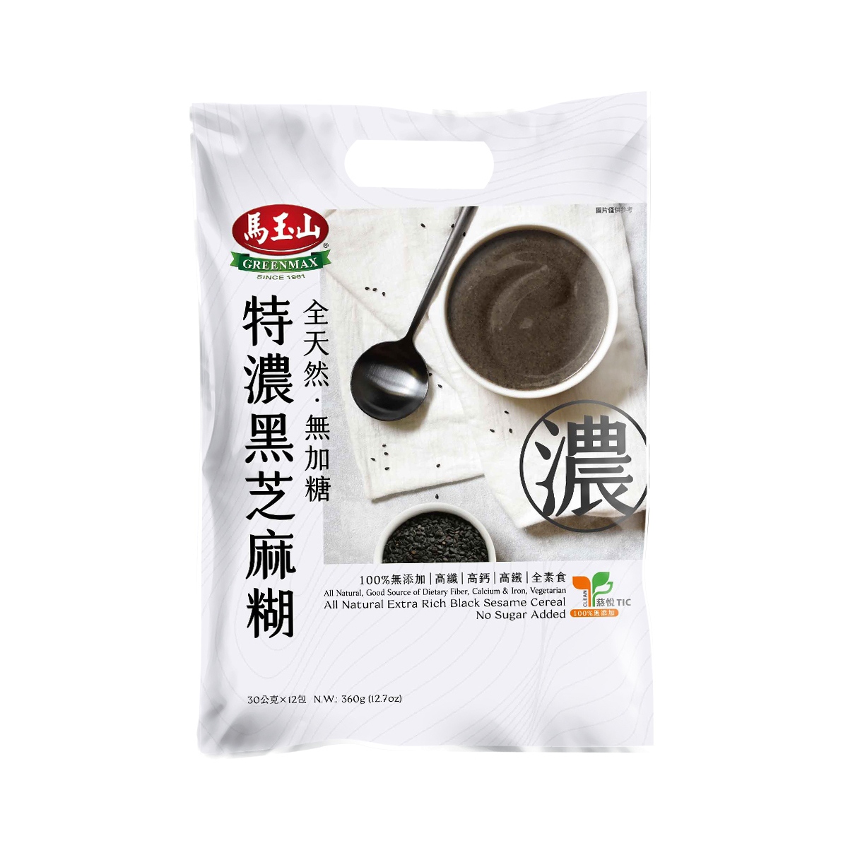 馬玉山  全天然無加糖 特濃黑芝麻糊 12包入/袋 360g