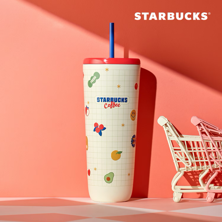 🇰🇷韓國限定🇰🇷 聯名 星巴克 Starbucks x Grocery Market 雜貨市場 不鏽鋼水果吸管杯 Joy Cold Cup 710ML