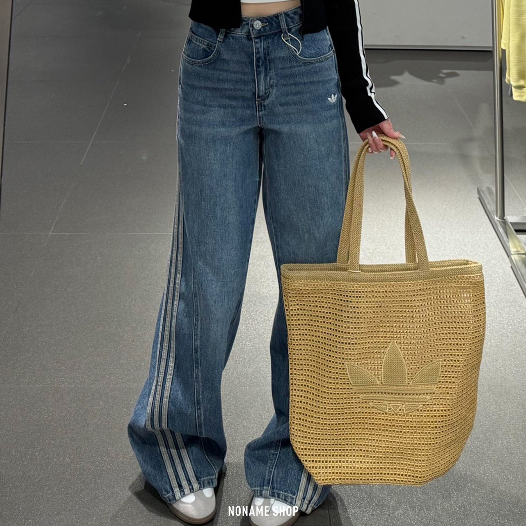 ADIDAS ORIGINALS KNITTING 三葉草 度假 法式 編織包 托特包 燕麥色