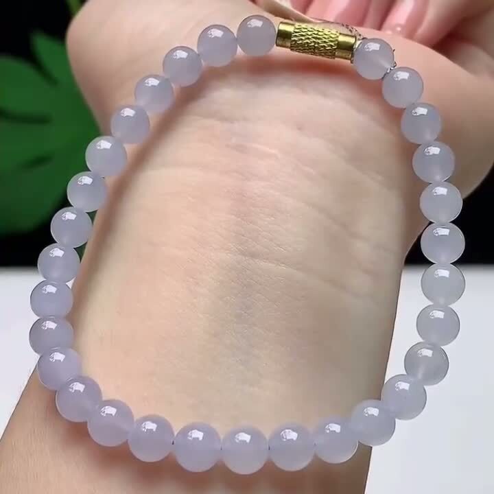 翡翠冰種淡紫手串 (5.8mm直徑),天然翡翠A玉, 緬甸玉, Jade, Jadeite