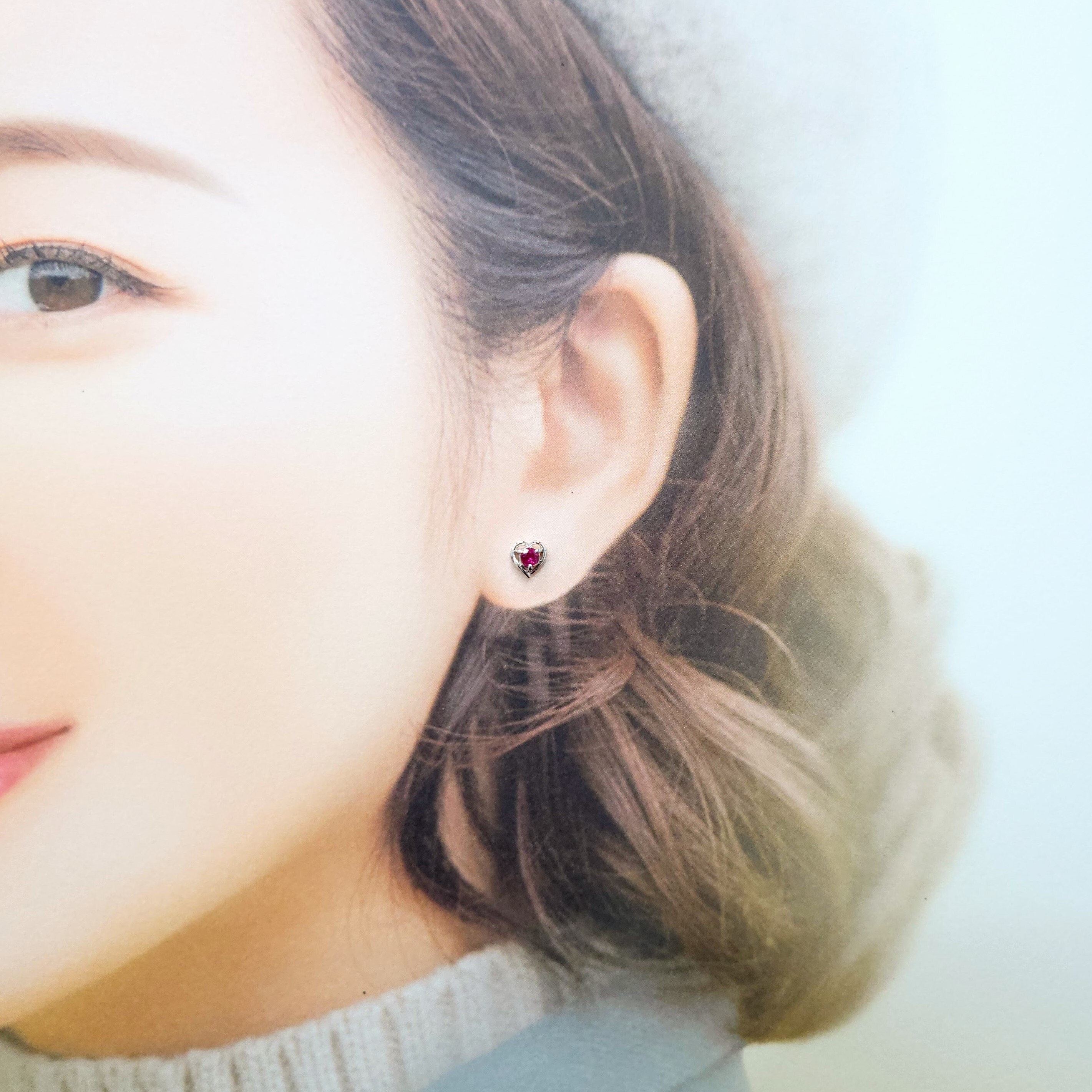 14K White Gold Ruby Earrings