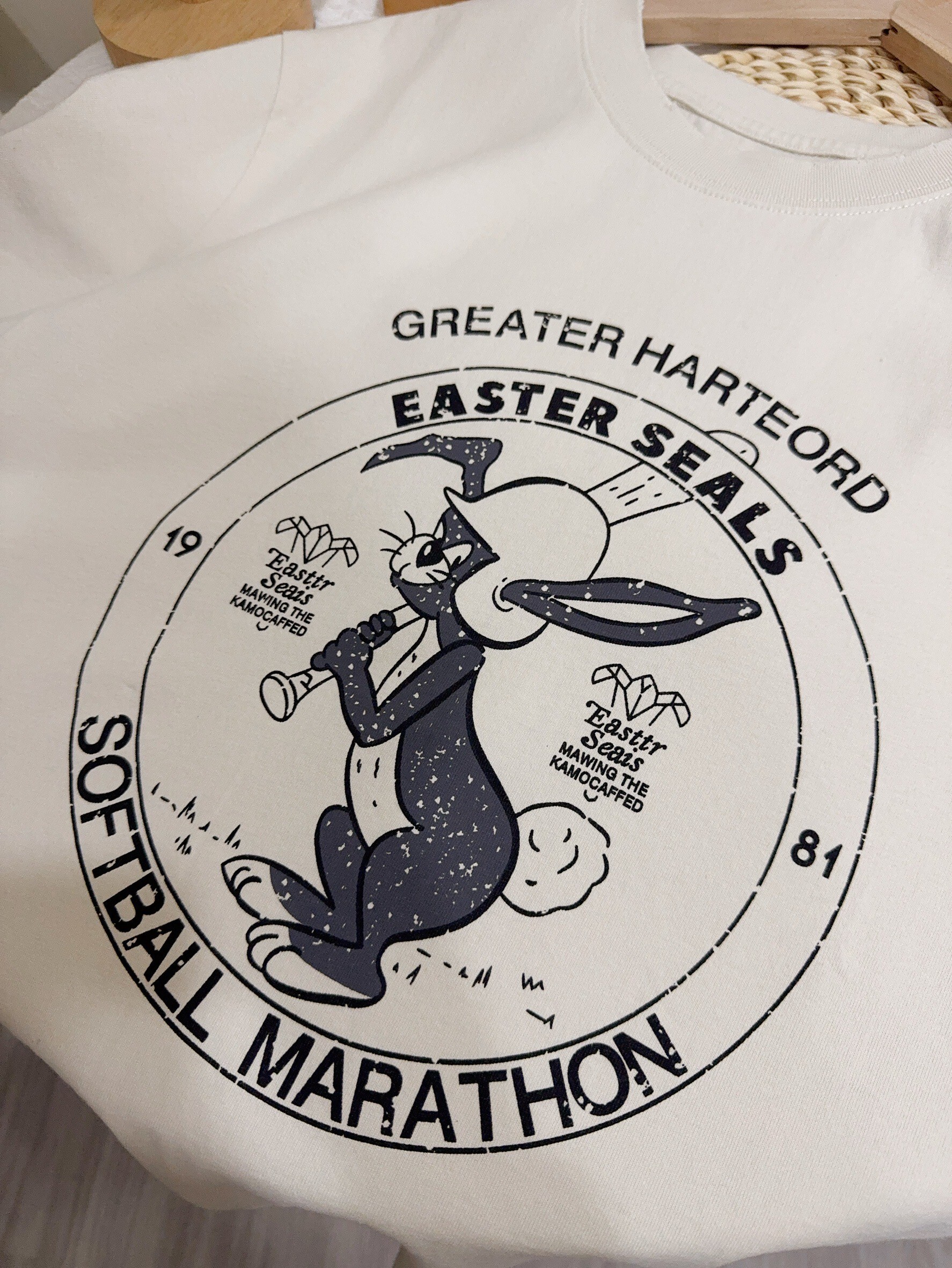 美式復古棒球兔子上衣