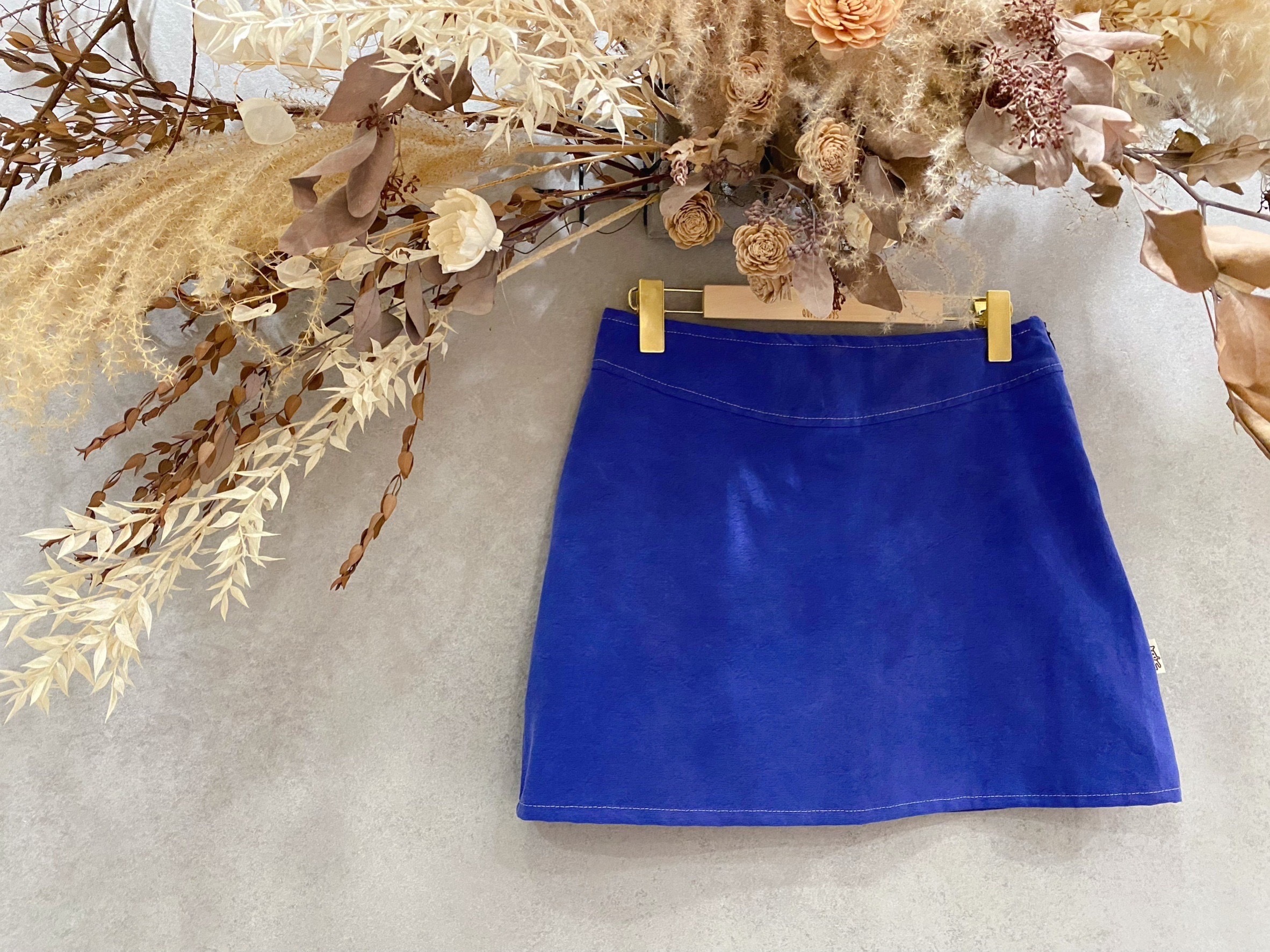 寶藍 媽咪側開連褲短裙（S ）