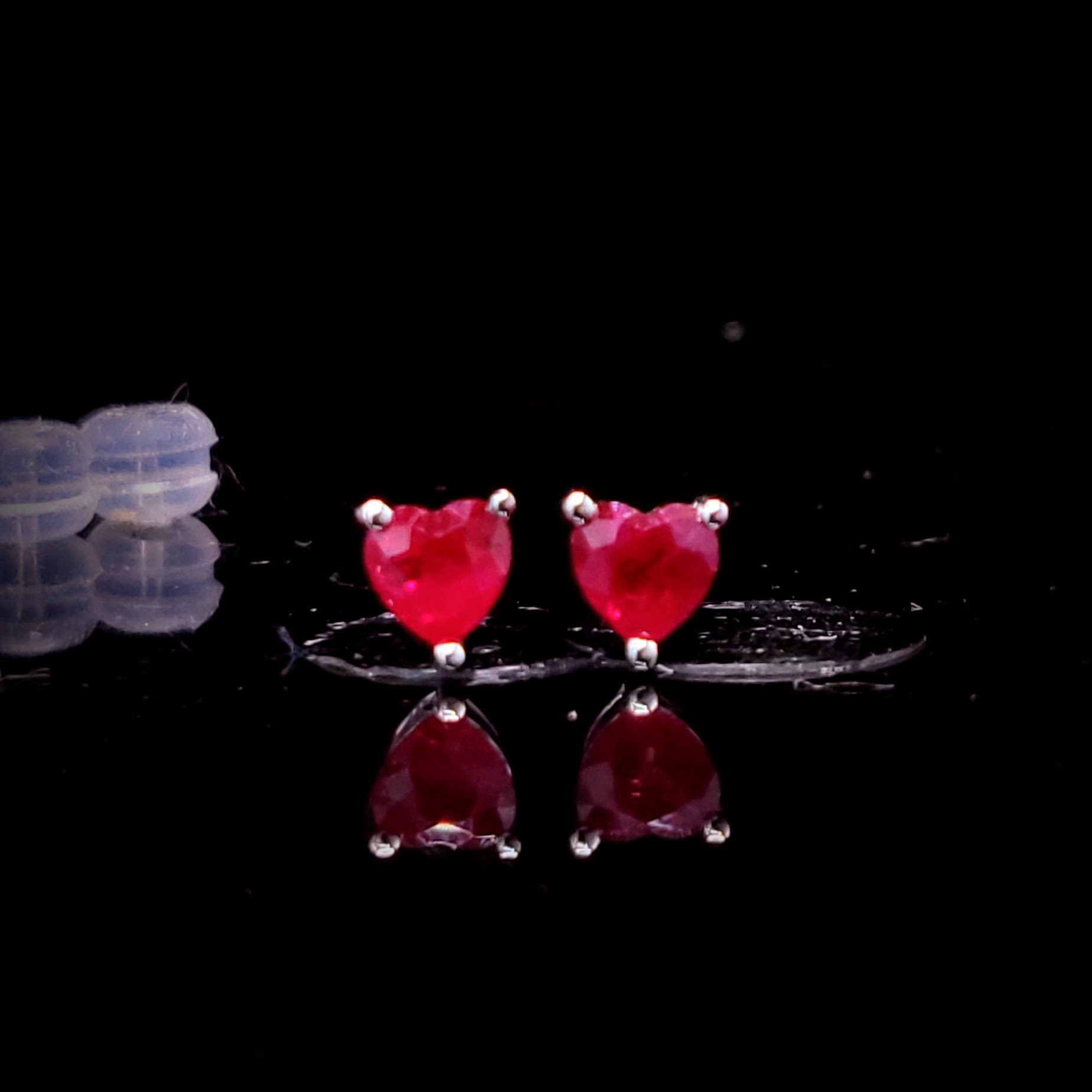 18K White Gold 0.95ct Heart Shaped Ruby Earrings