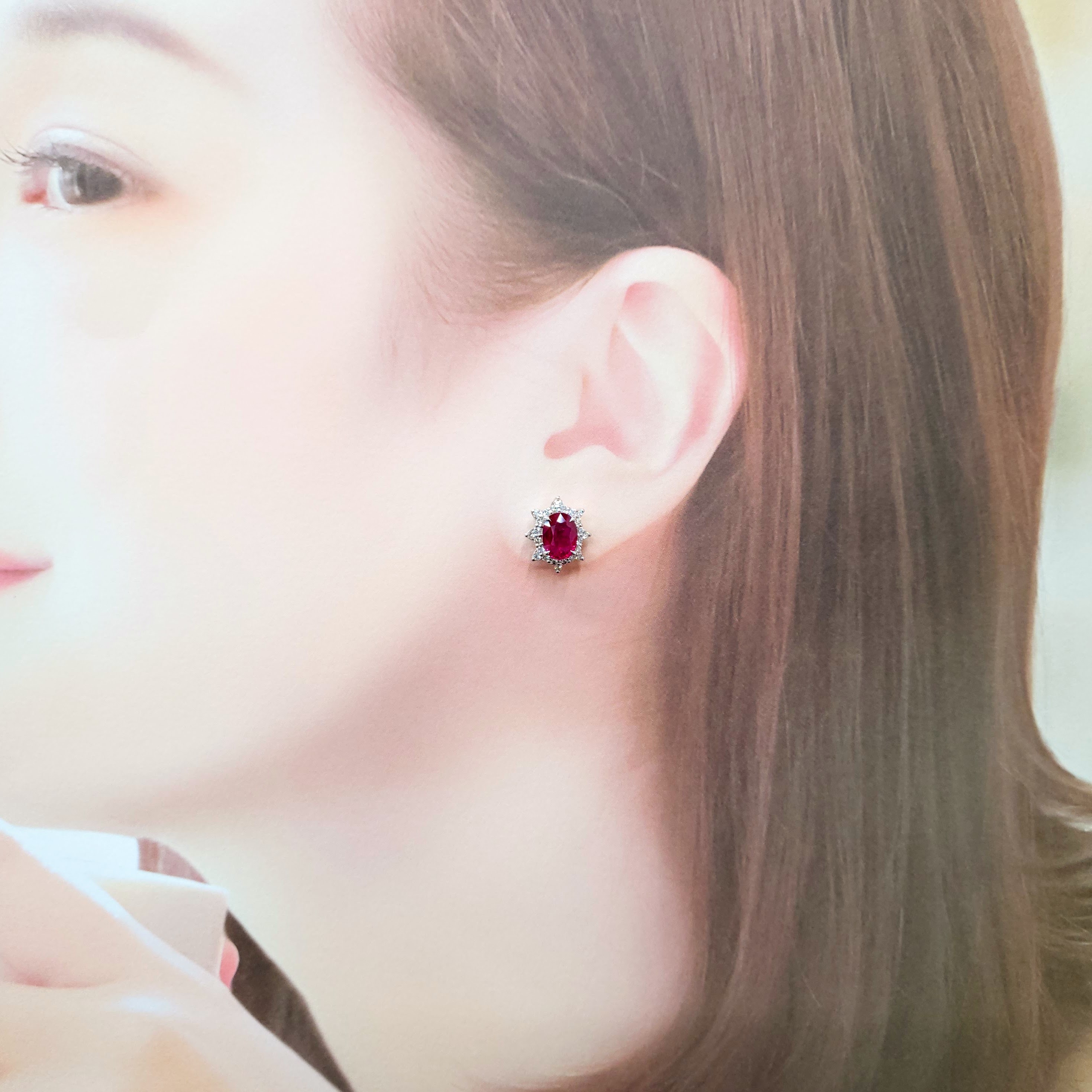 18K White Gold 3.04ct Ruby and Diamond Earring